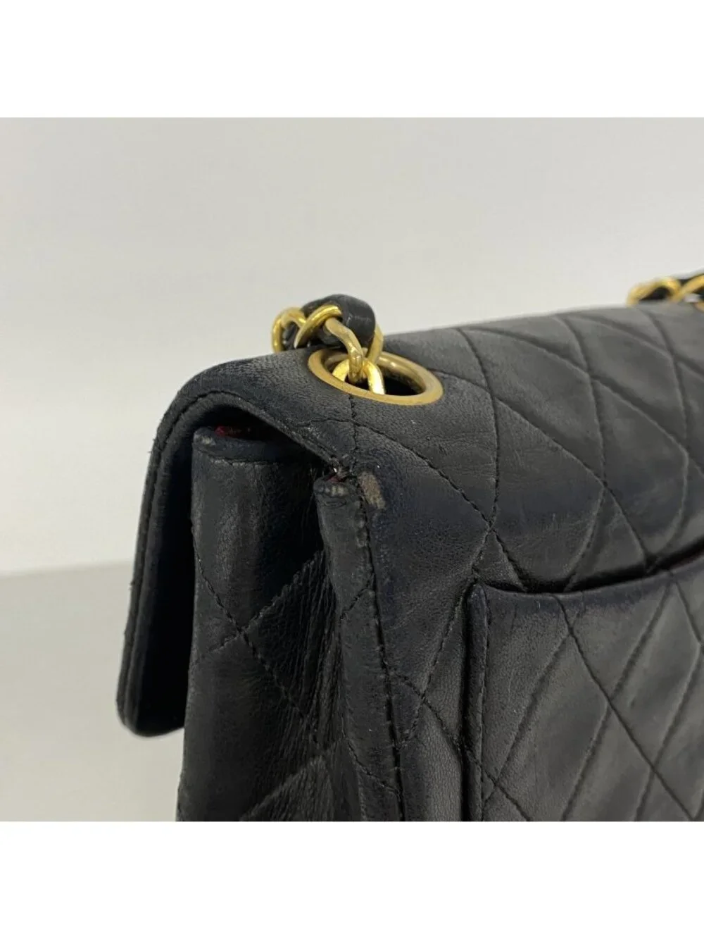 Chanel Shoulder Bag Mini Quilted Lambskin Black Gold